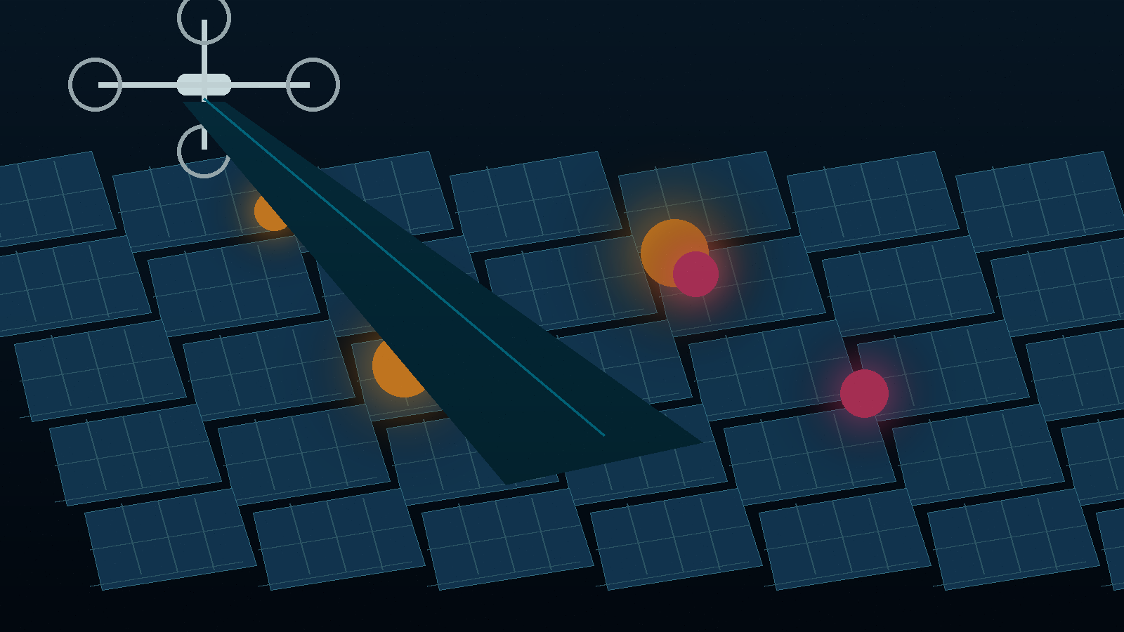 Drone thermographic inspection of a photovoltaic field