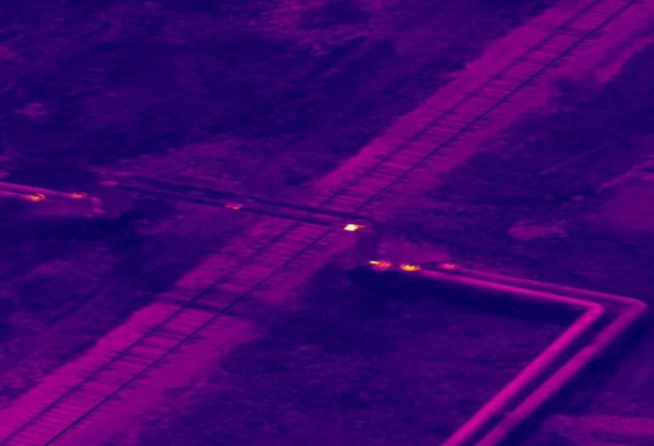 A buried pipeline route identified thermographically
