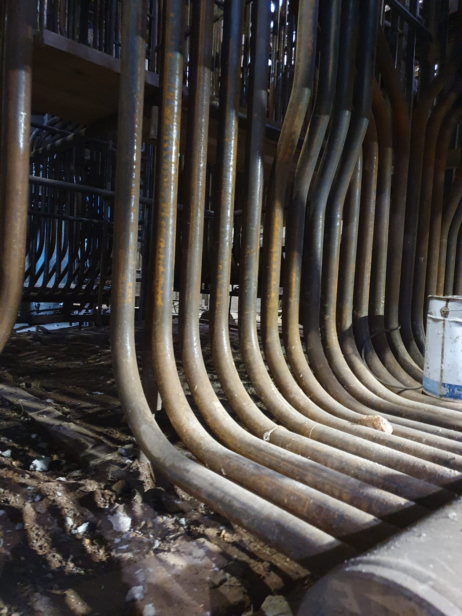 Boiler tube bundle, prepared for inspection